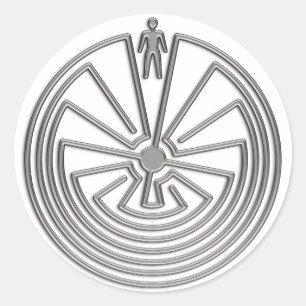 Sticker Rond L'homme dans le Maze - argent