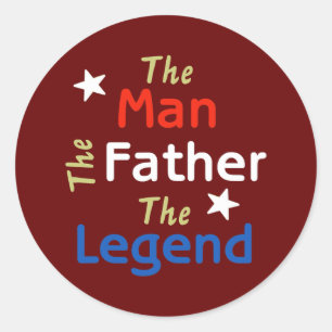 Sticker Rond L'Homme Le Père La Légende Cadeau Fête des pères 