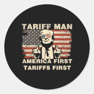 Sticker Rond L'homme tarifaire drôle Trump Tarrifs mème Amériqu