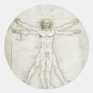 Sticker Rond L'homme vitruvien de Léonard de Vinci