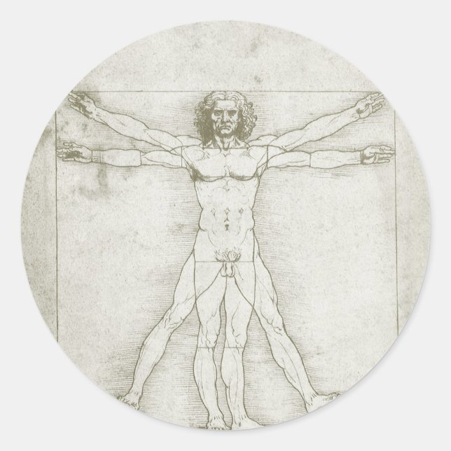 Sticker Rond L'homme vitruvien de Léonard de Vinci (Devant)