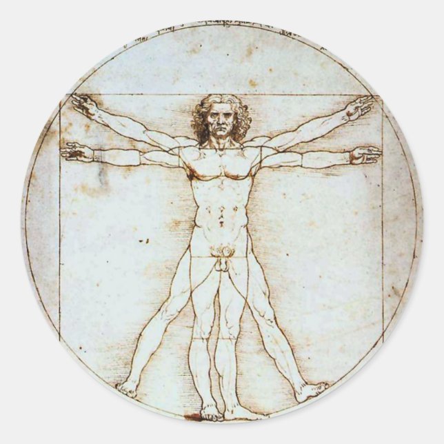 Sticker Rond L'homme vitruvien de Léonard de Vinci (Devant)