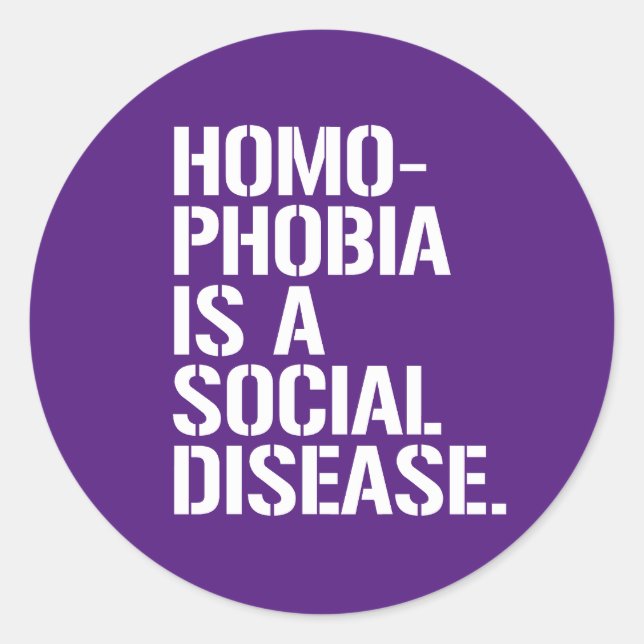 Sticker Rond L'homophobie est une maladie sociale (Devant)