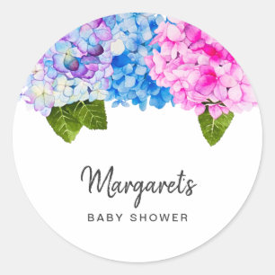 Sticker Rond L'hortensia élégant d'aquarelle fleurit le baby