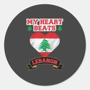 Sticker Rond Liban Coeur Drapeau Amour Fierté Soutien Liberté