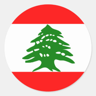 Sticker Rond Liban Drapeau de haute qualité