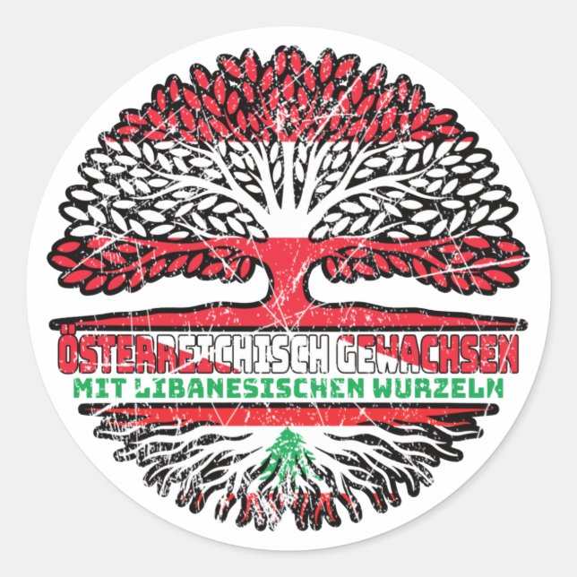 Sticker Rond Liban Libanais Autrichien Autriche Baum (Devant)