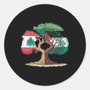 Sticker Rond Liban Palestine Drapeau libanais Palestinien