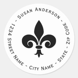 Sticker Rond Libellé de l'adresse de retour FLEUR DE LYS