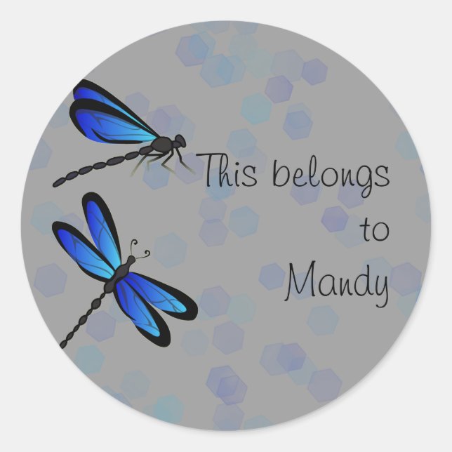 Sticker Rond libellules bleues (Devant)