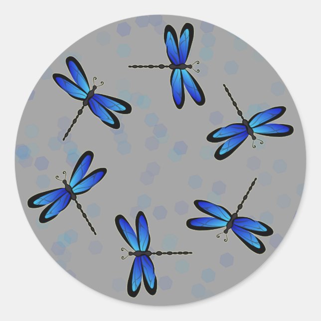 Sticker Rond libellules bleues II (Devant)