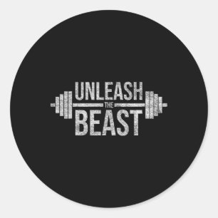 Sticker Rond Libérer La Bête Barbell Poids Lifter Entraînement 