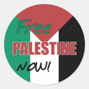 Sticker Rond Libérez la Palestine maintenant : un drapeau pale