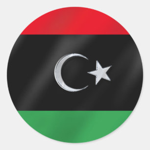 Sticker Rond Libérez le drapeau de la Révolution de Libye de l'