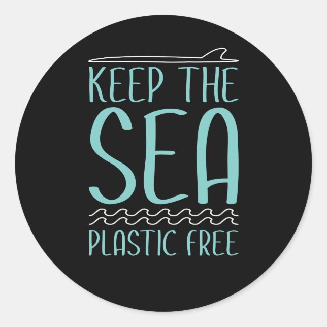 Sticker Rond Libérez le plastique de la mer (Devant)