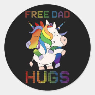 Sticker Rond Libérez papa embrasse Strailey Ally LGBT Gay Lesbi