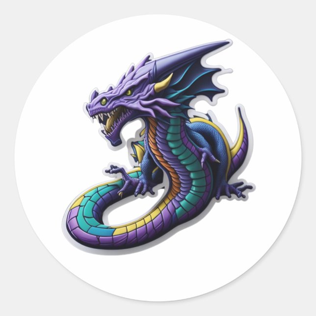 Sticker Rond Libérez votre feu intérieur avec Dragon (Devant)