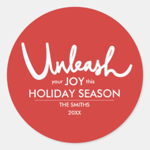 Sticker Rond Libérez Votre Joie Festive Holiday Witty