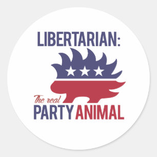 Sticker Rond Libertarien - La véritable bête de fête politique