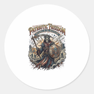 Sticker Rond Liberté Apocalyptique Patriotique Faucheuse Zombie