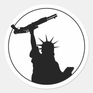 Sticker Rond Liberté avec Shotgun