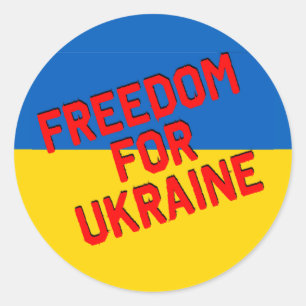 Sticker Rond LIBERTÉ POUR L'UKRAINE avec le drapeau