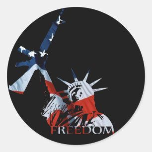 Sticker Rond Liberté - Vous avez des armes ? (Grand foncé)
