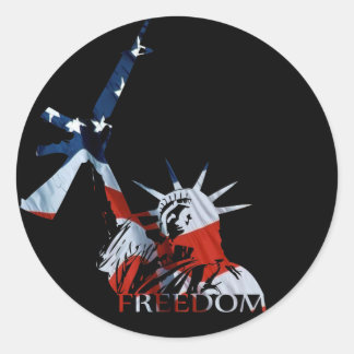 Sticker Rond Liberté - Vous avez des armes ? (Grand foncé)