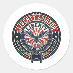 Sticker Rond Liberty Aviator Patriotique Patriotique Aviation V
