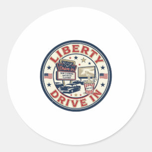 Sticker Rond Liberty Drive In Patriotique Patriotique Drive In