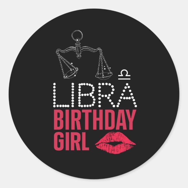 STICKER ROND LIBRA ANNIVERSAIRE FILLE (Devant)