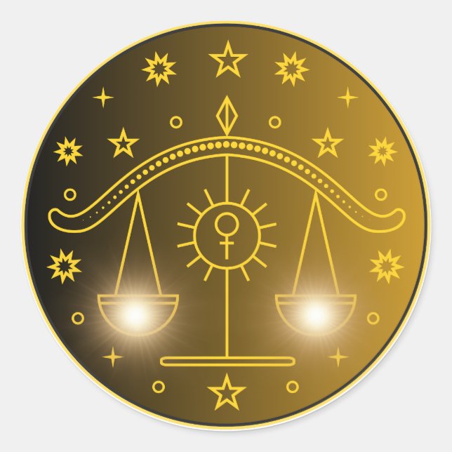 Sticker Rond Libra Zodiac Emblem | Minimal Celestial Symbol (Devant)