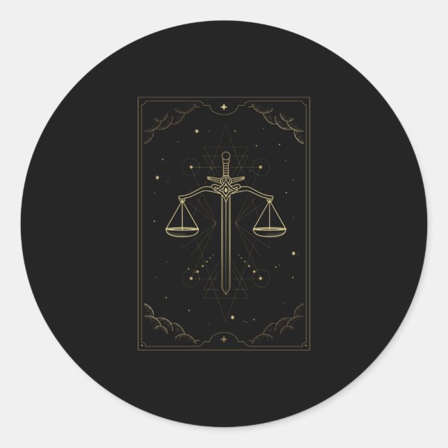 STICKER ROND LIBRA ZODIAC GÉOMÉTRIE SACRÉE (Devant)