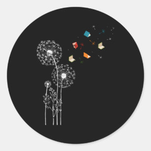 Sticker Rond Librairie de ver de livre Dandelion Lecture