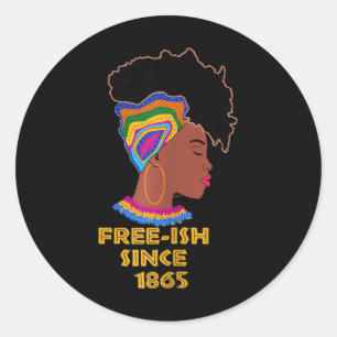 Sticker Rond Libre depuis 1865 African American Junetdix Gi