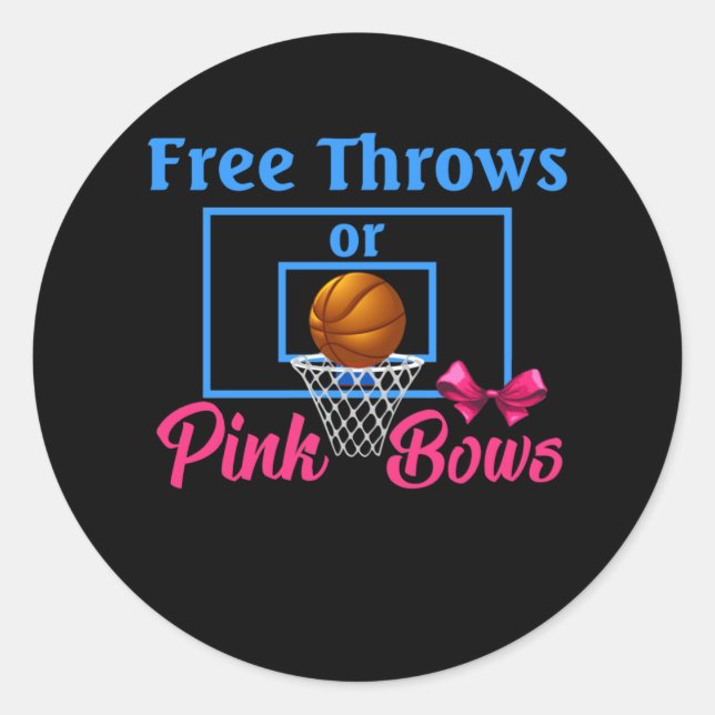Sticker Rond Libre Throws ou Pink Bows Genre Reveal Designs (Devant)