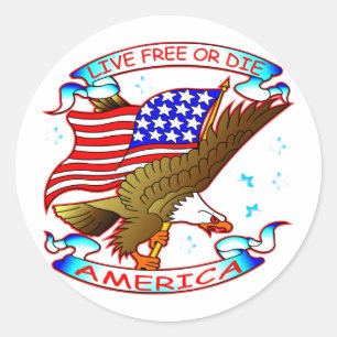 Sticker Rond Libres vivants ou meurent, l'Amérique