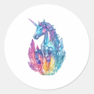 Sticker Rond Licorne de la grotte de cristal magique (1)