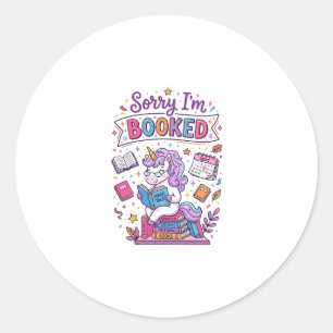 Sticker Rond Licorne Désolé je suis Réservé Style Rétro Impress