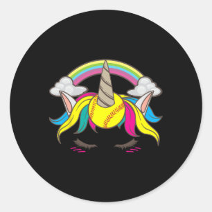 Sticker Rond Licorne Drôle Mignonne Visage Douillet Amoureux Po