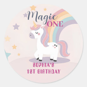 Sticker Rond Licorne Magique 1er Anniversaire