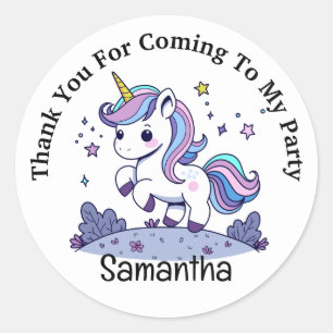 Sticker Rond Licorne Mignonne Merci Personnalisé