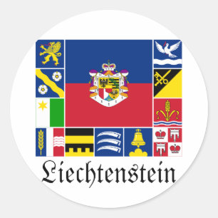 Sticker Rond Liechtenstein et ses drapeaux de la Gemeinde