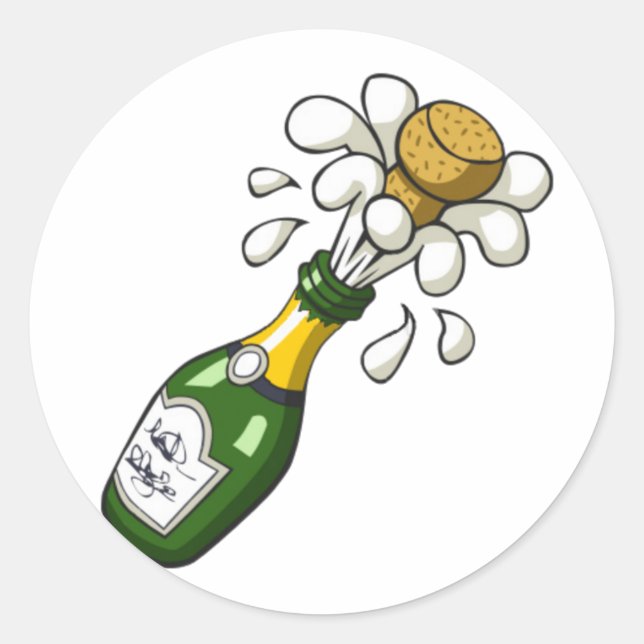 Sticker Rond Liège sautant de bande dessinée de bouteille verte (Devant)