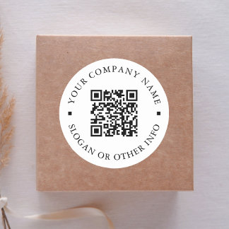 Sticker Rond Lien du site Web Code QR Nom commercial minimal