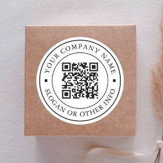 Sticker Rond Lien du site Web Code QR Nom commercial minimal