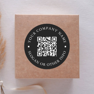 Sticker Rond Lien du site Web Code QR Nom commercial minimal No