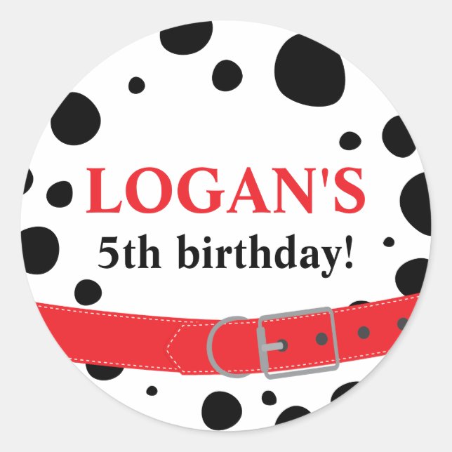 Sticker Rond Lieu dalmate Anniversaire (Devant)