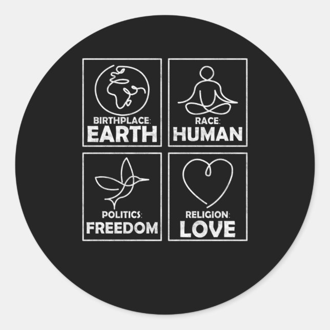 Sticker Rond Lieu de naissance Terre Race Cohésion humaine Amou (Devant)