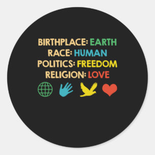 Sticker Rond Lieu de naissance Terre Race Politique humaine Lib